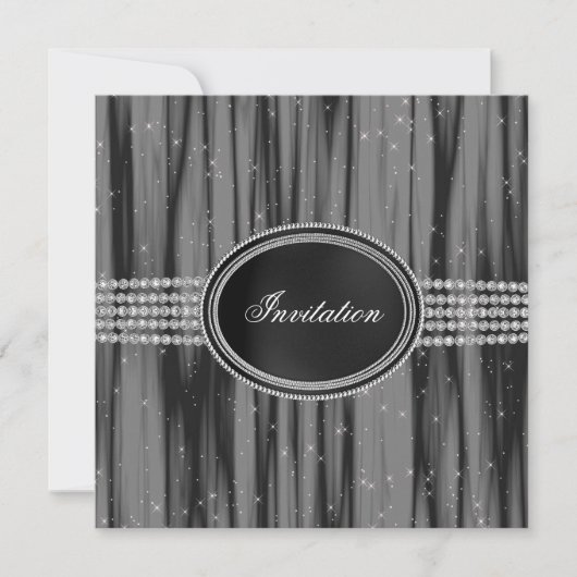 Zwarte Diamond Black Tie Feest Kaart (Voorkant)
