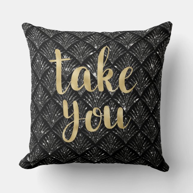 Zwarte Diamond Gold Letter Pillow. Kussen (Voorkant)