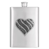 Zwarte Diamond Heart Flask Flacon (Voorkant)