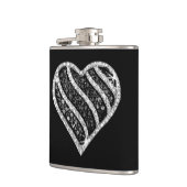 Zwarte Diamond Heart Flask Heupfles (Links)
