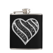 Zwarte Diamond Heart Flask Heupfles (Voorkant)
