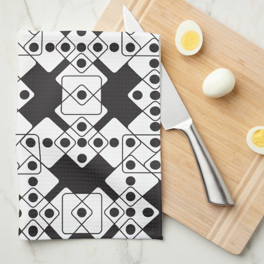 Zwarte Dice Theedoek (Quarter Fold)