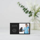  zwarte dierenarts visitekaartje (Staand voorkant)