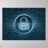 Zwarte digitale binaire gegevens op computerscherm poster (Voorkant)