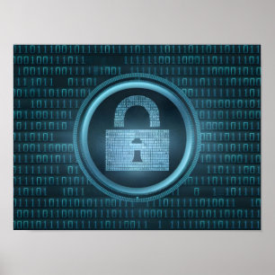 Zwarte digitale binaire gegevens op computerscherm poster