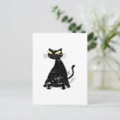 Zwarte dikke kat in nood briefkaart (Staand voorkant)