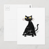 Zwarte dikke kat in nood briefkaart (Voorkant / Achterkant)