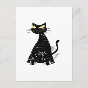 Zwarte dikke kat in nood briefkaart