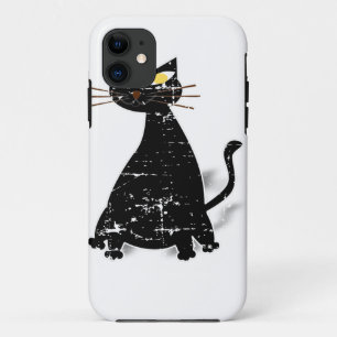 Zwarte dikke kat in nood iPhone 11 hoesje