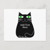 Zwarte dikke kat met groene ogen Aangepaste tekst Briefkaart (Voorkant)