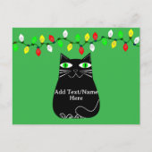 Zwarte dikke kat met groene ogen Aangepaste tekst  Briefkaart (Voorkant)