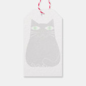 Zwarte dikke kat met groene ogen Aangepaste tekst Cadeaulabel (Achterkant)