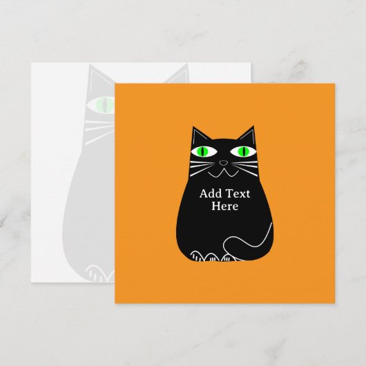 Zwarte dikke kat met groene ogen Aangepaste tekst Feestdagenkaart (Voorkant / Achterkant)