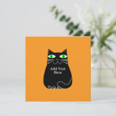 Zwarte dikke kat met groene ogen Aangepaste tekst Feestdagenkaart (Staand voorkant)