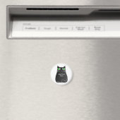 Zwarte dikke kat met groene ogen Aangepaste tekst Magneet (Insitu (Vaatwasser))
