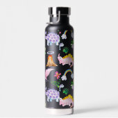 Zwarte dino dieren kinderen verjaardagscadeau waterfles (Rechts)