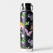 Zwarte dino dieren kinderen verjaardagscadeau waterfles (Achterkant)