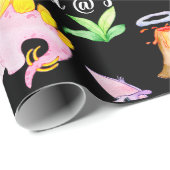 Zwarte Dinosaur Rainbow Waterverf Kinderen van Bir Cadeaupapier (Rol Hoek)