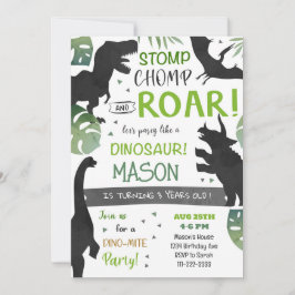 Zwarte Dinosaurussen Uitnodiging voor verjaardagsf