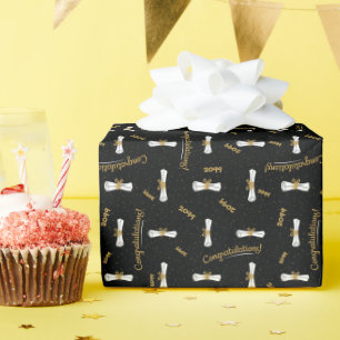 Zwarte diploma gelukwensen klas jaar afgestudeerd cadeaupapier