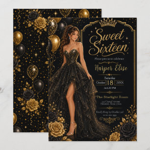 Zwarte Disco Bal Sweet 16 Feest Kaart