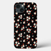 Zwarte ditsy daisy bloemenprint Case-Mate iPhone case (Achterkant)