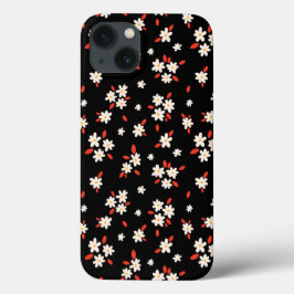 Zwarte ditsy daisy bloemenprint Case-Mate iPhone case