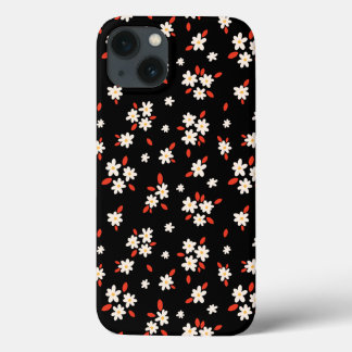 Zwarte ditsy daisy bloemenprint Case-Mate iPhone case