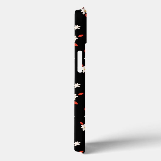 Zwarte ditsy daisy bloemenprint Case-Mate iPhone case (Achterkant / Rechts)