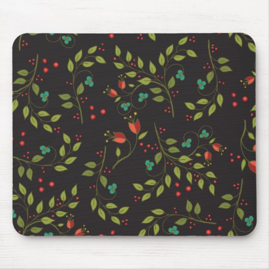 Zwarte Ditsy Floral Muismat (Voorkant)