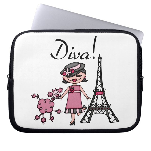 Zwarte Diva van het Haar Laptop Sleeve (Voorkant)