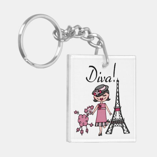 Zwarte Diva van het Haar Sleutelhanger (Voorkant Links)