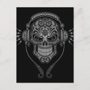 Zwarte DJ Sugar Skull Briefkaart