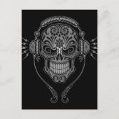 Zwarte DJ Sugar Skull Briefkaart (Voorkant)