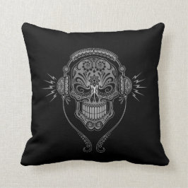 Zwarte DJ Sugar Skull Kussen