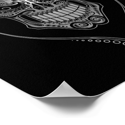 Zwarte DJ Sugar Skull Poster (Hoek)