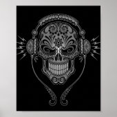 Zwarte DJ Sugar Skull Poster (Voorkant)
