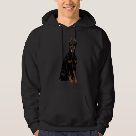 Zwarte Doberman 180 Hoodie (Voorkant)