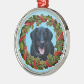 Zwarte Doberman Dog-kerstsieraad Metalen Ornament (Links)
