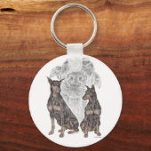 Zwarte Doberman-honden voor sleutels Sleutelhanger (Voorkant)