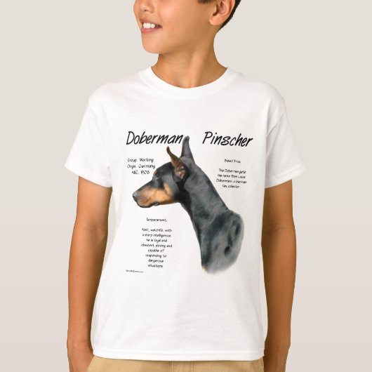 Zwarte Doberman Pinscher Geschiedenis T-shirt (Voorkant)