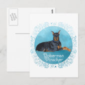 Zwarte Dobermann Pinscher Briefkaart (Voorkant / Achterkant)