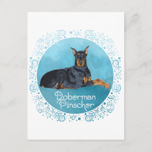 Zwarte Dobermann Pinscher Briefkaart