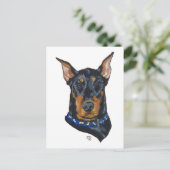 Zwarte Dobermann Pinscher Briefkaart (Staand voorkant)