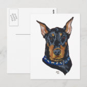 Zwarte Dobermann Pinscher Briefkaart (Voorkant / Achterkant)
