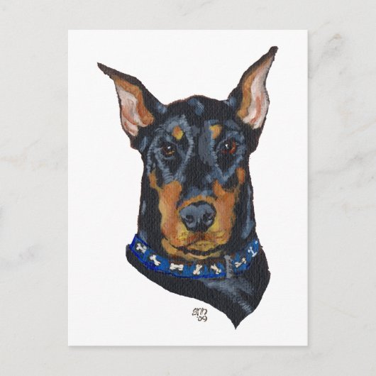 Zwarte Dobermann Pinscher Briefkaart (Voorkant)