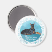 Zwarte Dobermann Pinscher Magneet (Voorkant / Achterkant)