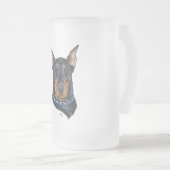 Zwarte Dobermann Pinscher Matglas Bierpul (Voorkant rechts)
