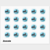 Zwarte Dobermann Pinscher Ronde Sticker (Vel)