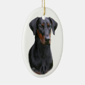 Zwarte Dobermann Pinscher-sieroren Keramisch Ornament (Rechts)